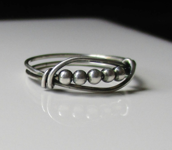 Nisha Wire Wrapped Ring, Worry Ring, Oxidized Silver Ring, Sterling Silver Ring, Fidget Ring, Handmade Jewelry