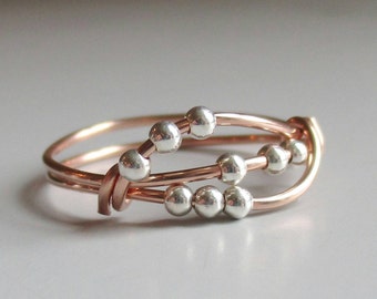 Uma Fidget Ring, Rose Gold Ring, Wire Wrapped Ring, Handmade Jewelry, Stacking Ring, Gift for Her