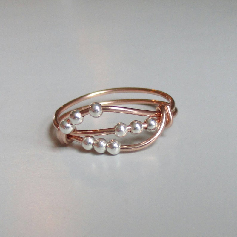 Uma Fidget Ring, Rose Gold Ring, Wire Wrapped Ring, Handmade Jewelry, Stacking Ring, Gift for Her image 4