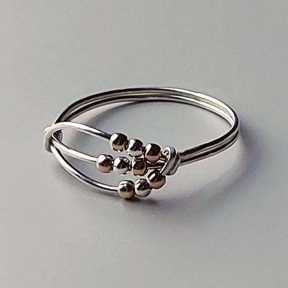 1PC StainlessSteel Ring Fidget Beads Ring Spinner Simulated