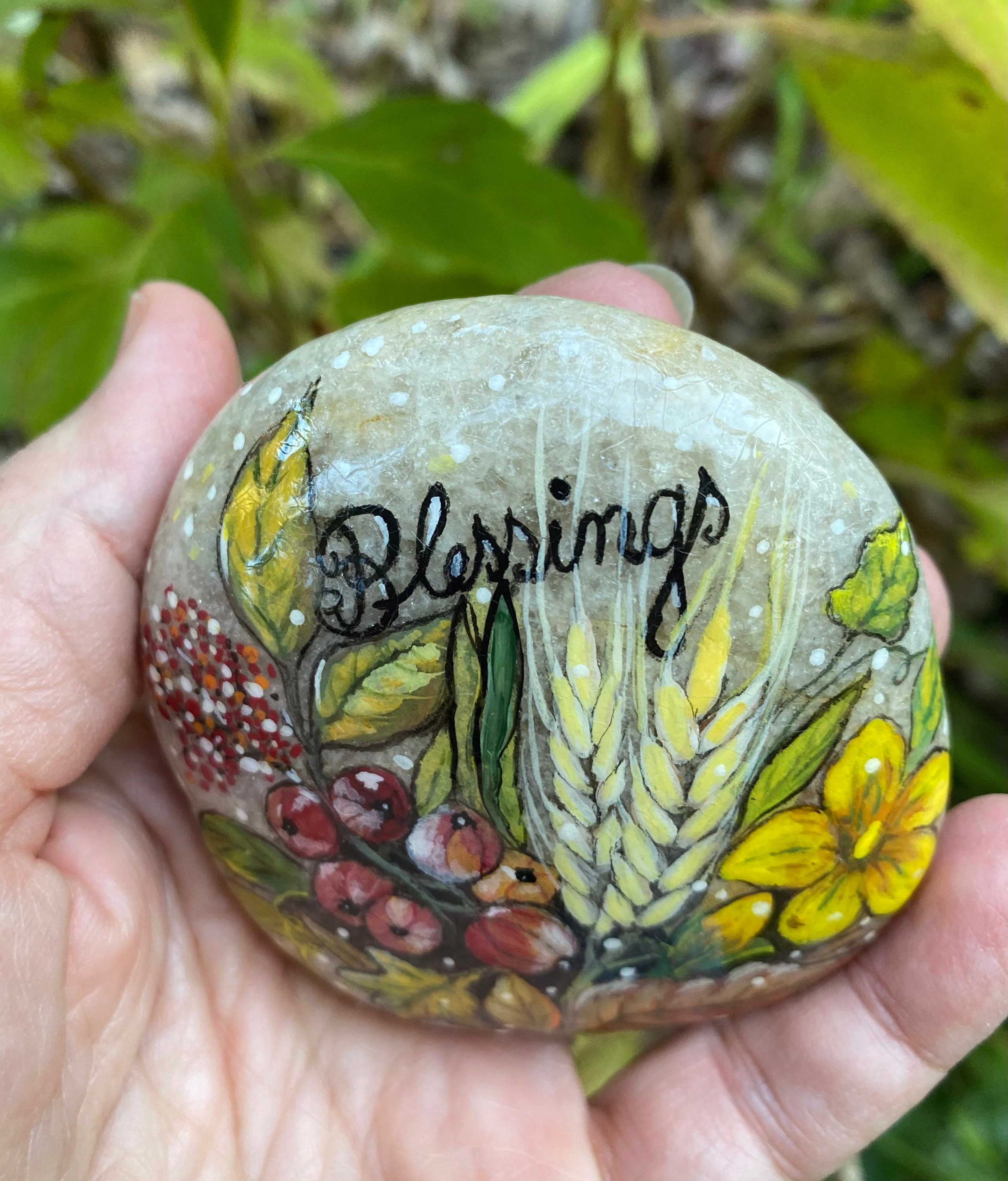 Day Fall Stone Fall Foliage Blessings Hand Painted Message Stone - Etsy