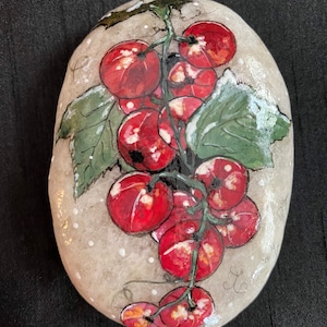 Red Currants Painted Stone