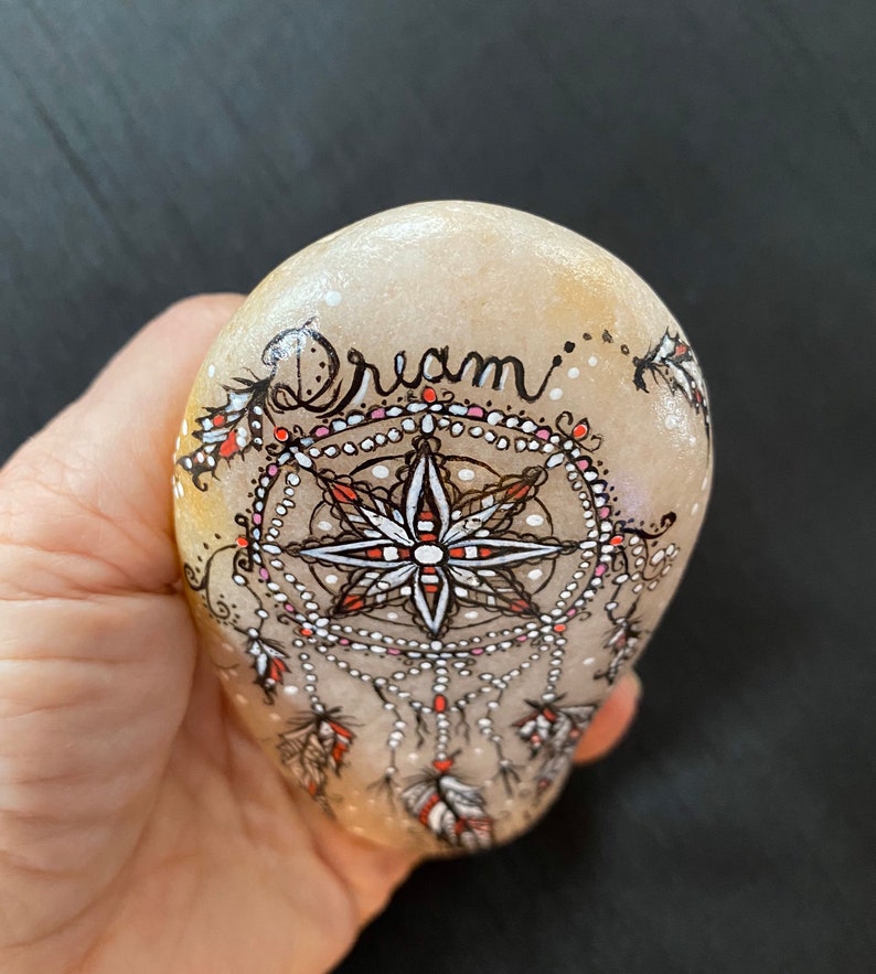 Hand Painted Dream Catcher Stone - Etsy
