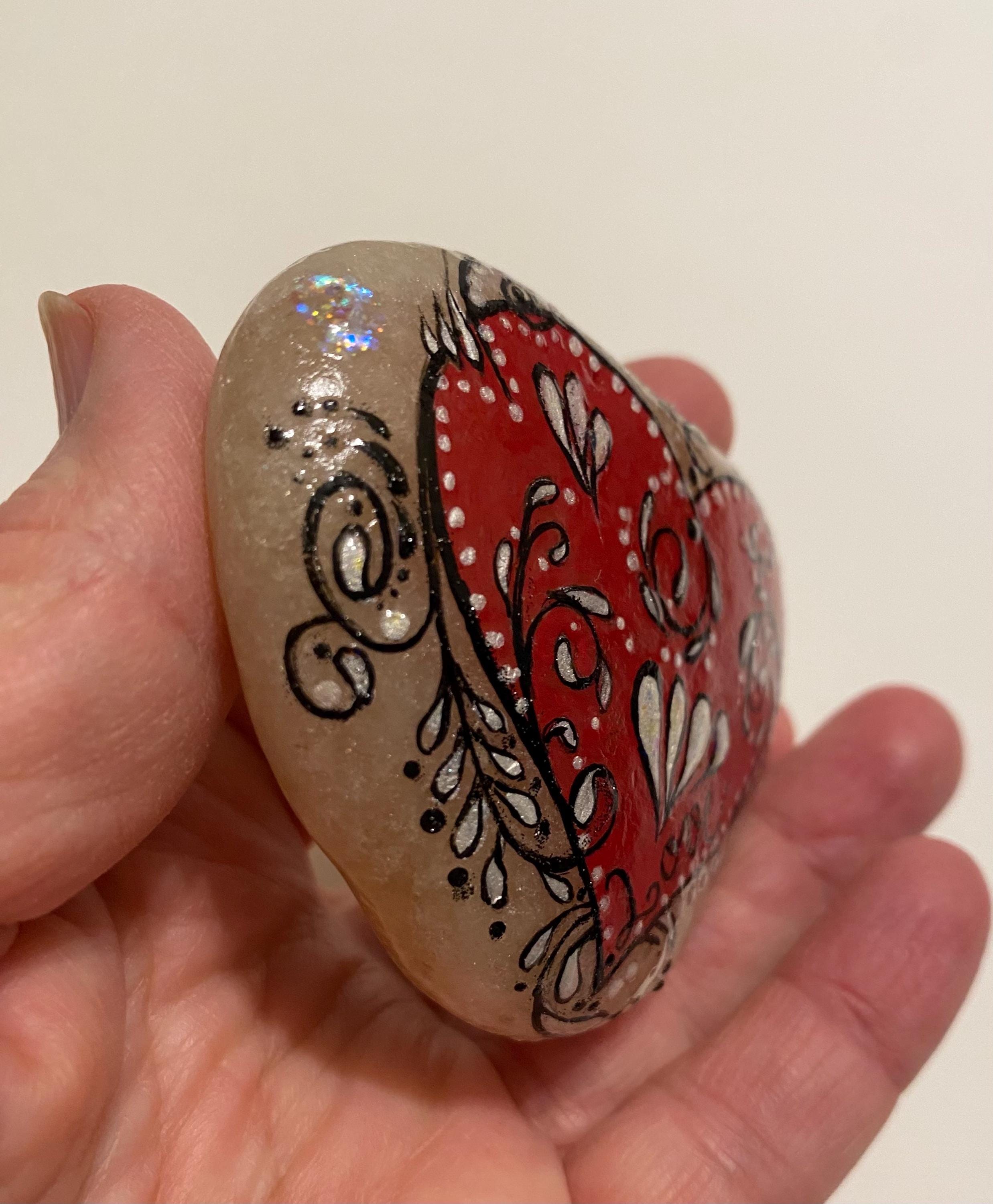 Hand Painted Vintage Bohemian Heart Stone - Etsy