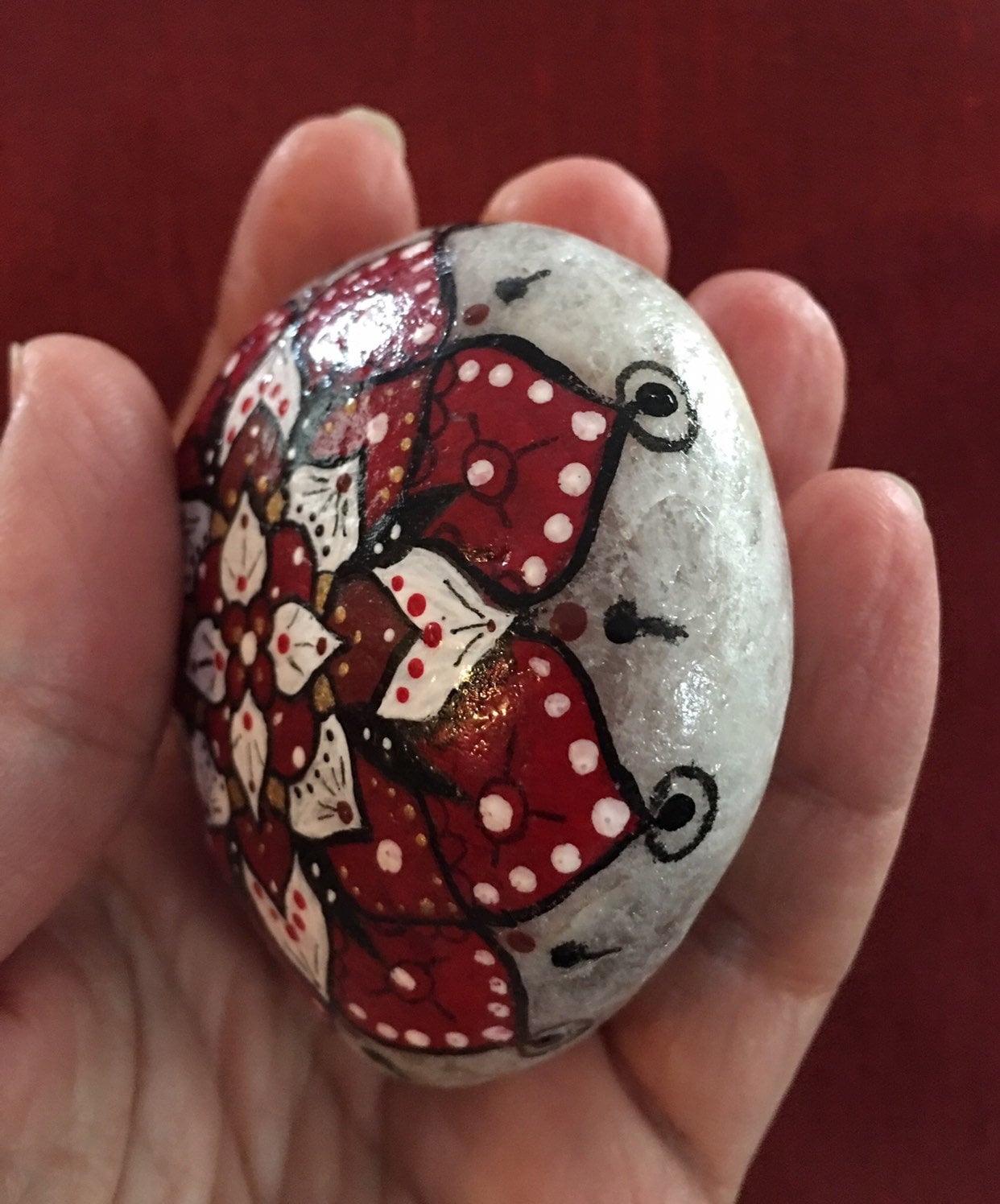 Hand Painted Stone Stone Art Love and Attraction Mandala Etsy
