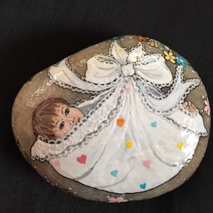 New Born Baby Hand Painted Stone