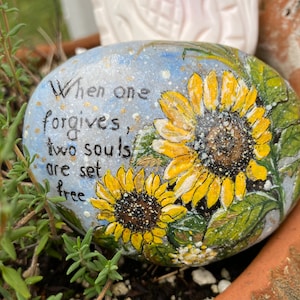 Hand Painted Sunflower Message Stone