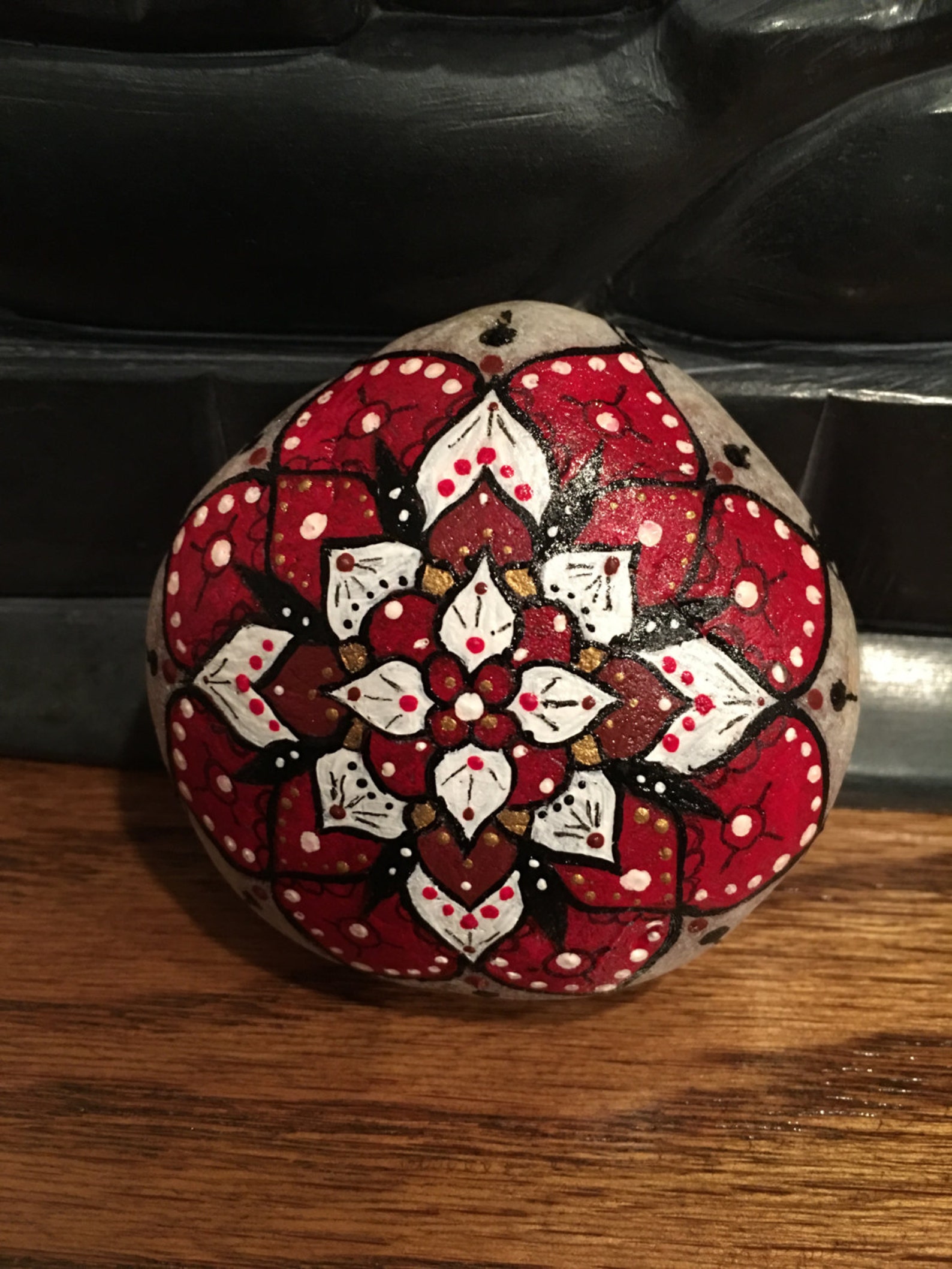 Hand Painted Stone, Stone Art, Love and Attraction Mandala, Boho