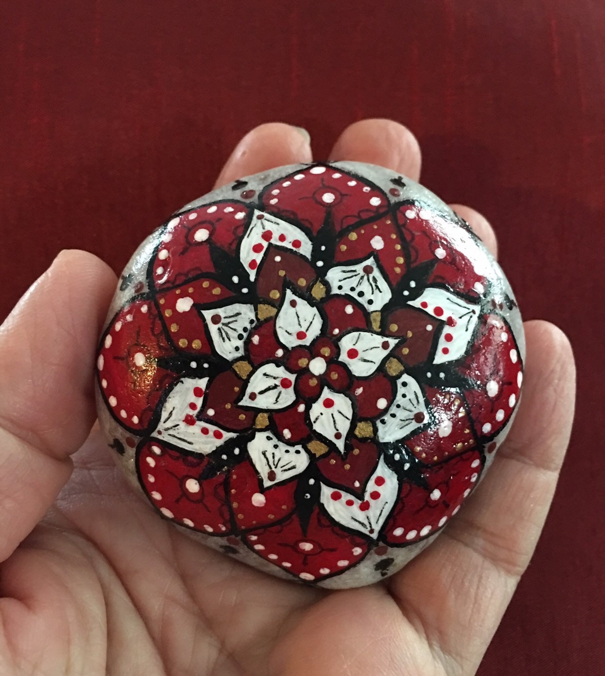 Hand Painted Stone Stone Art Love and Attraction Mandala Etsy