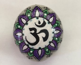 Hand Painted Ohm Mandala Stone