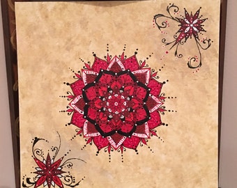 Hand painted bohemian mandala painting, mandala art, middle eastern art, boho