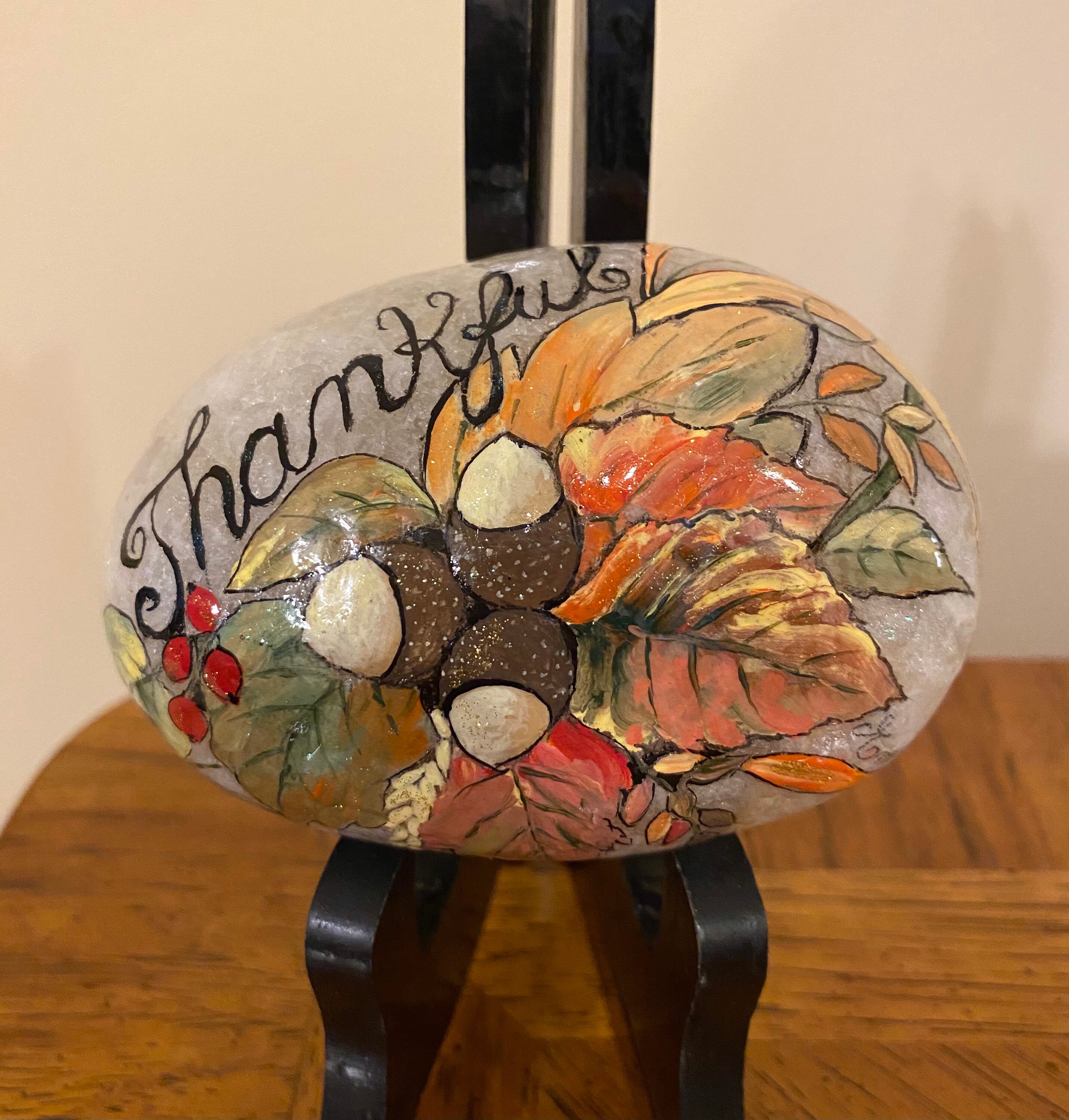 Hand Painted Autumn Thankful Stone - Etsy