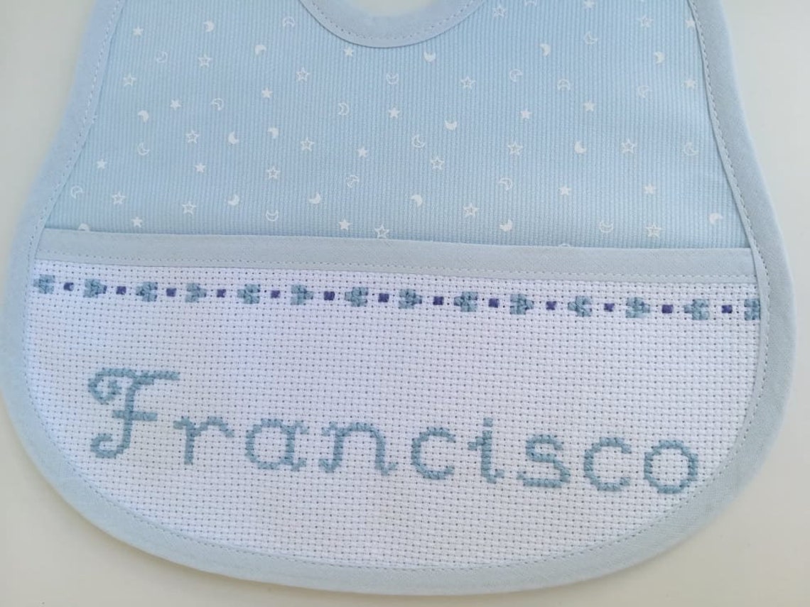 Baby bib cross stitch bib handmade monogrammed bib Cotton Etsy