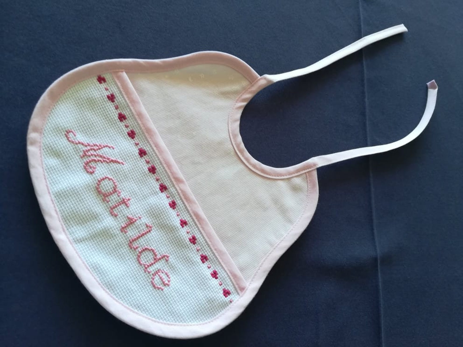 Baby Bib Cross Stitch Bib Handmade Monogrammed Bib Cotton Etsy