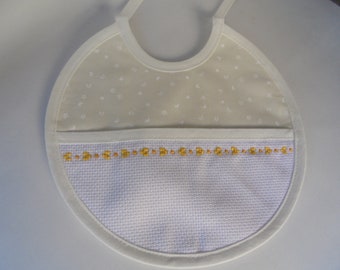 Babyboy/girl bib-handmade-Cotton-Baby Shower gift-hand embroidered-crosstitched item-Bath and Beauty-Baby and Child Care-Bibs and Burping-