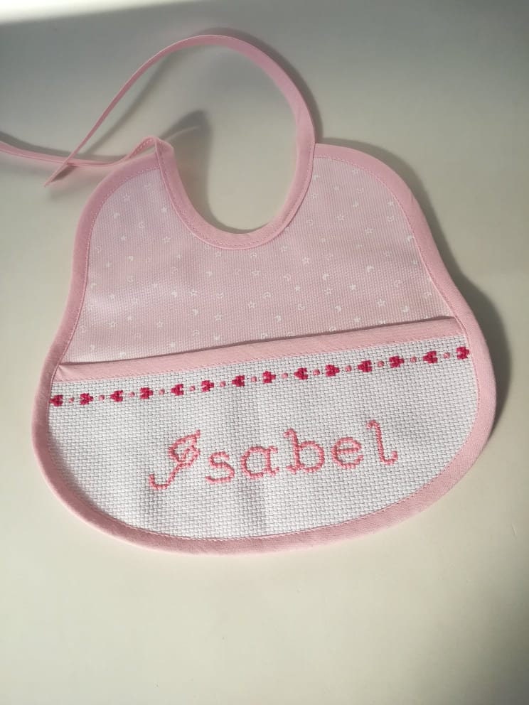 Baby bib cross stitch bib handmade monogrammed bib Cotton Etsy