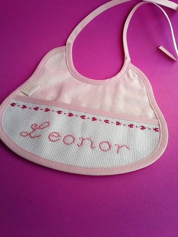 Baby bib cross stitch bib handmade monogrammed bib Cotton Etsy