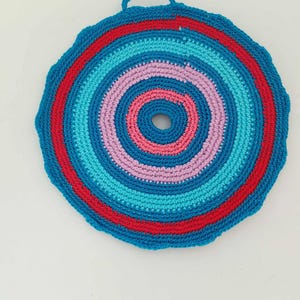 Crocheted Pot Holder,handmade item,Cotton,colourful,decorating and using accessory,Home and Living,Kitchen Décor,useful item,round shape,