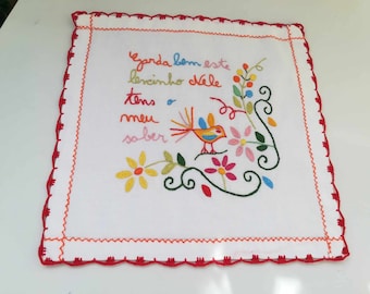 Home Décor,embroidered item,Portuguese traditional Handkerchief,Valentine gift,Home and Living,LOVE gift,colourful gift,handmade,linens,