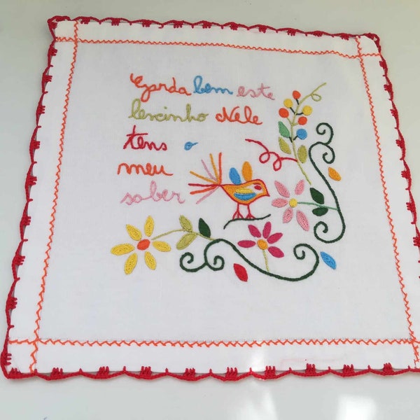 Home Décor,embroidered item,Portuguese traditional Handkerchief,Valentine gift,Home and Living,LOVE gift,colourful gift,handmade,linens,