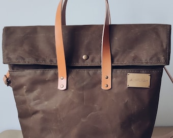 Project bag, bag, Knit, knitting bag, waxed Canvas bag, shopping bag, project bag, crochet, needle bag
