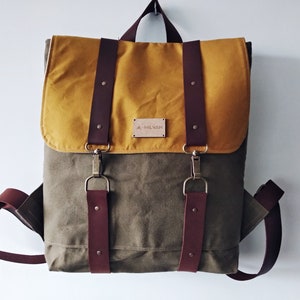 Sac à dos en toile pour hommes - sac à dos en cuir de toile de cire vintage, sac à dos en toile, sac à dos en cuir, sac en toile de cire brune/sac à dos femme