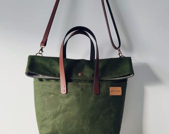 Project bag, crochet bag, project bag, project bag, knit, green bag, waxed canvas bag, women&#39;s bag