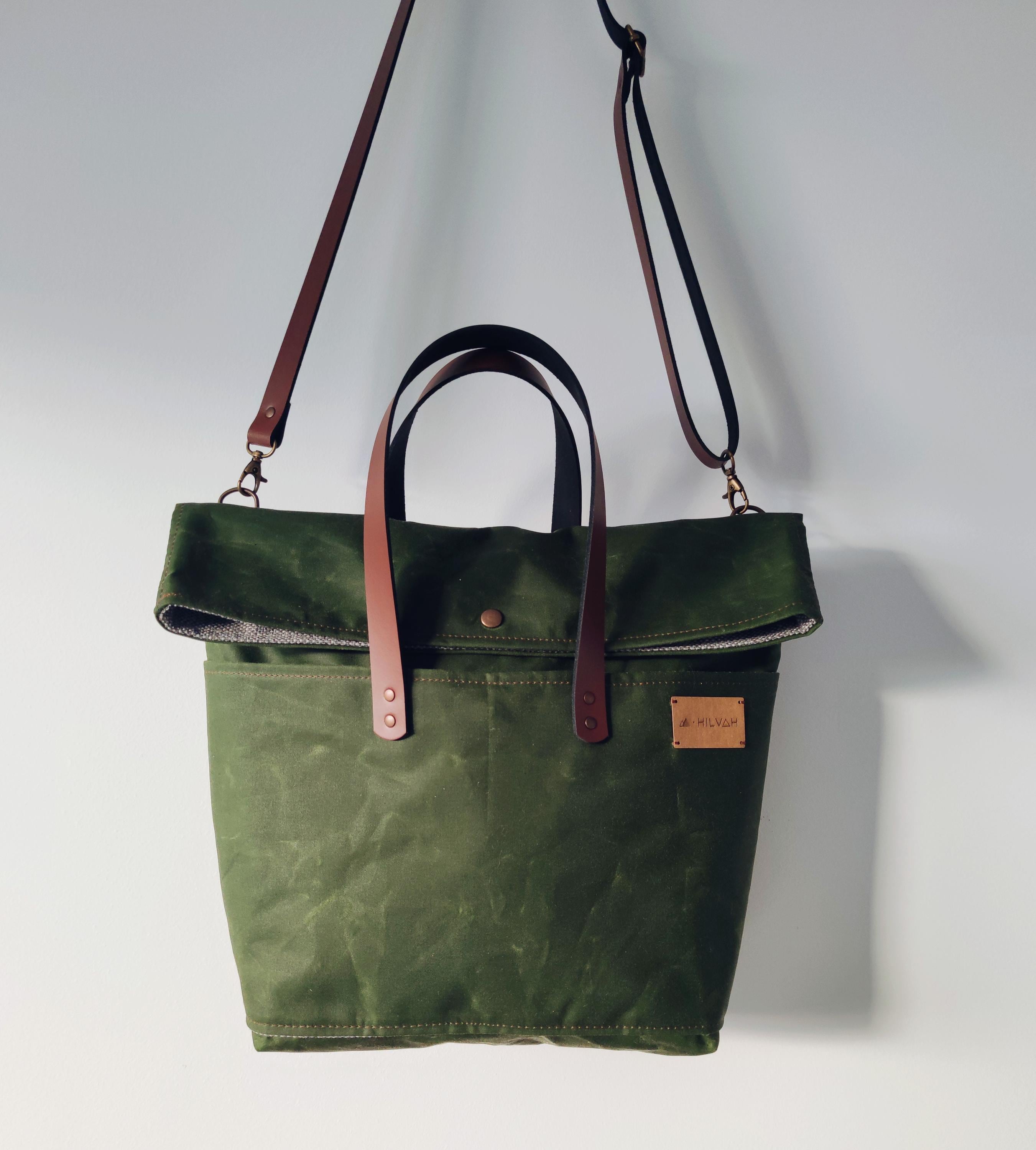 Project bag, crochet bag, project bag, project bag, knit, green bag, waxed canvas bag, women's bag