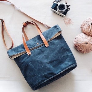 Project bag, bag, Knit, knitting bag, waxed Canvas bag, shopping bag, project bag, crochet, needle bag