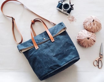Project bag, bag, Knit, knitting bag, waxed Canvas bag, shopping bag, project bag, crochet, needle bag
