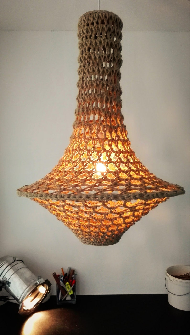 Unique Handmade Design Pendant Lamp Crocheted Jute - Etsy