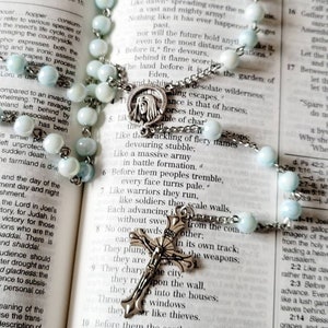 Light Blue Opalescent Glass Rosary