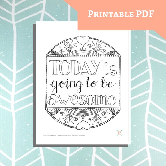PRINTABLE Quote Coloring Page PRINTABLE Quote Coloring Page