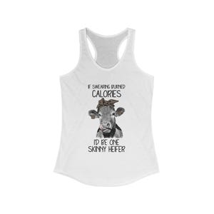 Funny Cow Tank Top, Women&#39;s Racerback Tank, Exercise Top, Gym Wear, Gift for Cow Lovers, Humorous Workout Shirt