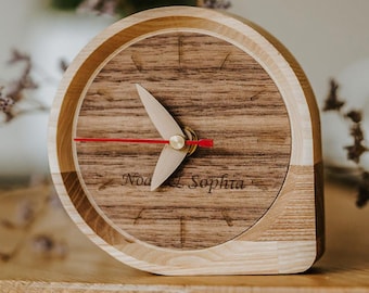 Personalized Desk Clock, Wooden Desk Clock, Vintage Table Clock, Small Clock, Rustic Wood Clock, Mothers Day Gift, Unique Gift for Her