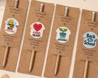 Personalized Pencils Set with Motivational Stickers, Back to School Supplies, Teacher Gift, Custom Engraved Name Pencils, Classroom Gift
