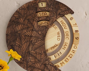 Wieczny drewniany kalendarz w 3 rozmiarach i niestandardowych kolorach, obrotowy wieszak na ścianę do wystroju domu i biura, rustykalny, zabytkowy, wielokrotnego użytku kalendarz