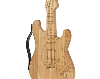 Personalized Guitar Cutting Board – Custom Guitar Charcuterie Board Gift for Music Lovers, Guitar Body Cheese Board, Unique Music Gift