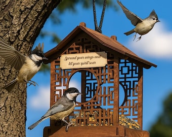 Spersonalizowany karmnik dla ptaków na zewnątrz, wyjątkowy domek dla ptaków do powieszenia, prezent kondolencyjny z okazji straty zwierzaka, prezent pamiątkowy z okazji straty matki