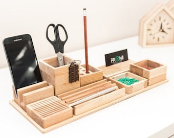 Wooden desk organizer Desk organization 3 COLORS Office organizer Office organization