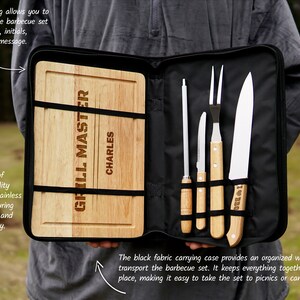 Personalized bbq set, Grilling gifts for men, Grill tools & accessories, Custom meat smoker gifts, Outdoor kitchen cooking gift for dad image 8