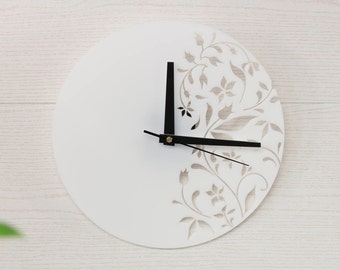 Plexiglass wall clock Round clock Wall clock Floral clock Elegant clock