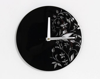 Black wall clock Unique wall clock Wall clock Black clock Modern wall clock