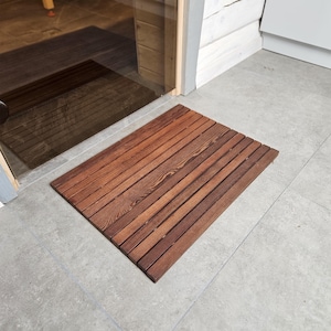 Custom Bath Mat, Thermo Ash Wood Shower Mat, Non-Slip Mat for Bathroom, Waterproof Spa Mat for Sauna, Hardwood Floor Mat for Indoor Use