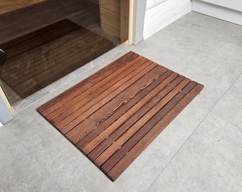Custom Bath Mat, Thermo Ash Wood Shower Mat, Non-Slip Mat for Bathroom, Waterproof Spa Mat for Sauna, Hardwood Floor Mat for Indoor Use