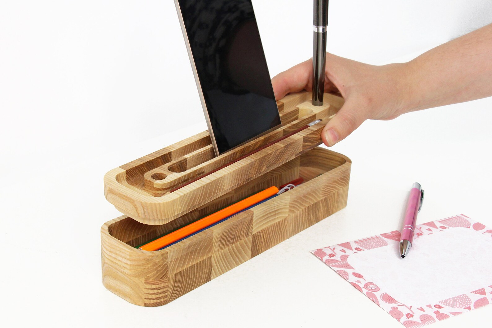 Wooden Desk Organizer Desk Organization Wood Organizer Etsy