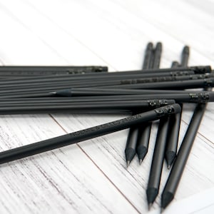 Black Custom Engraved Pencils with Name, Personalized Pencils with Erasers for Wedding Gifts, Baby Shower Favors, Back-to-School Supplies