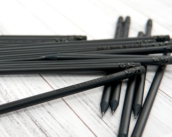 Black Custom Engraved Pencils with Name, Personalized Pencils with Erasers for Wedding Gifts, Baby Shower Favors, Back-to-School Supplies