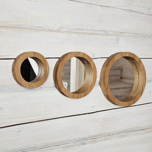 Wall mirror set of 3 mirrors Wood mirror Round mirror Wall mirror