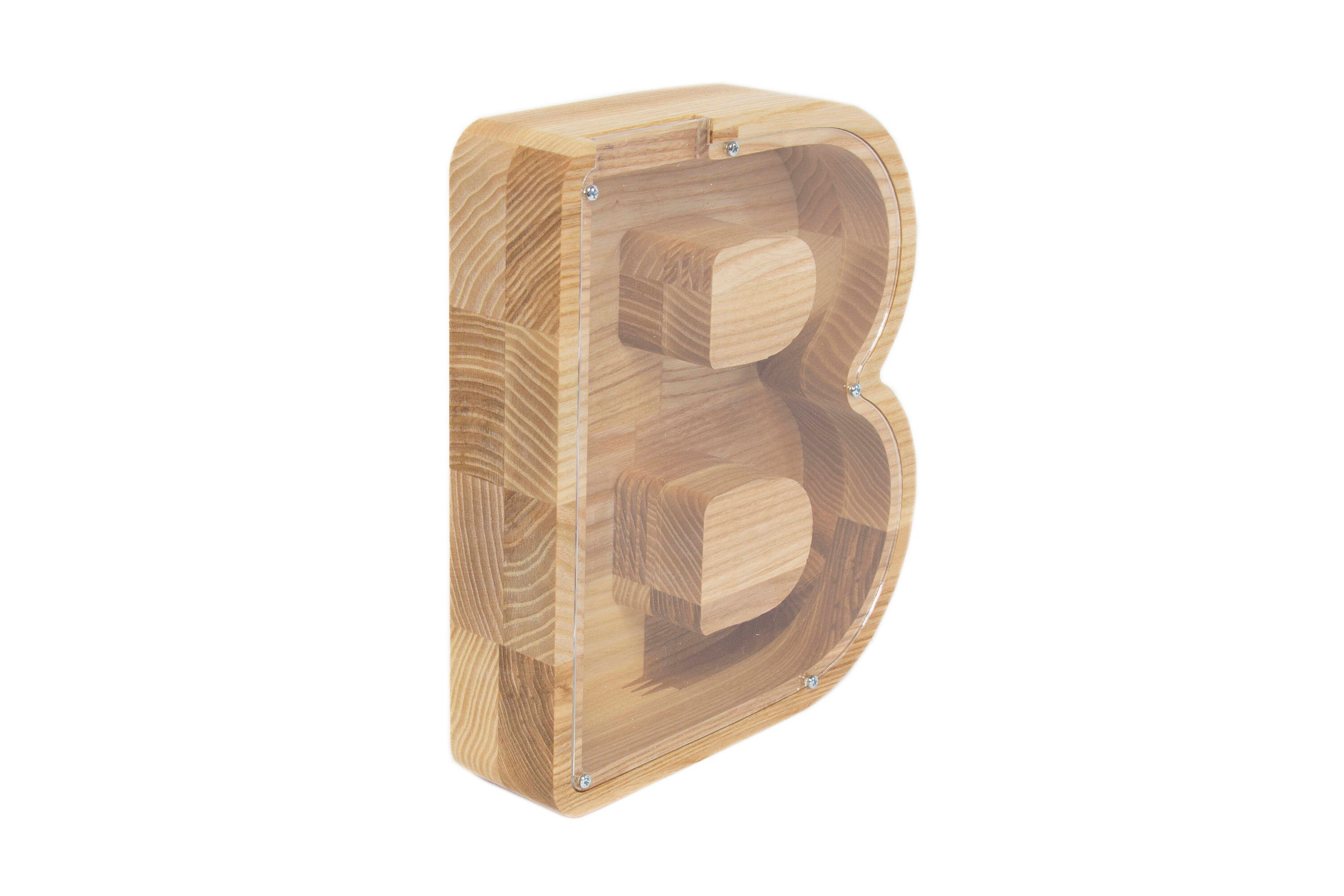 B Letter Money Box Wooden Money Box Baby Piggy Bank Money Etsy